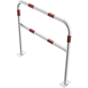 Hoop of steel tube |  48 x 2,5 mm | with cross bar | for plugging down | total width: 1000 mm | total height: 1000 mm | hot-dip galvanized and white coatedwith red reflecting stripes